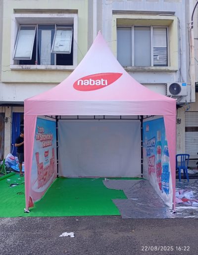 Tenda kerucut 3x3 Custom Branding, Dinding 3 sisi foto (1)