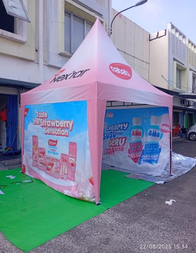 Tenda kerucut 3x3 Custom Branding, Dinding 3 sisi foto (2)